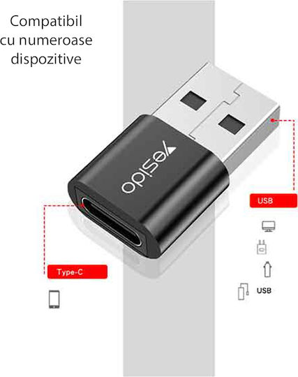 Yesido GS09 Converter USB-A male to USB-C female 1pcs
