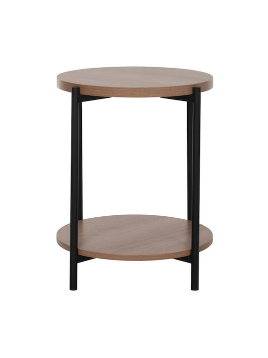 Round Side Table Wooden Natural / Black L40xW40xH52cm.