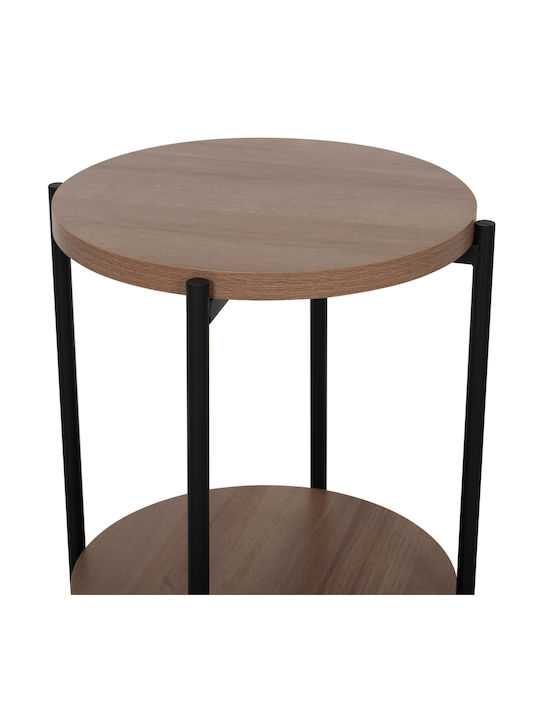 Round Side Table Wooden Natural / Black L40xW40xH52cm.