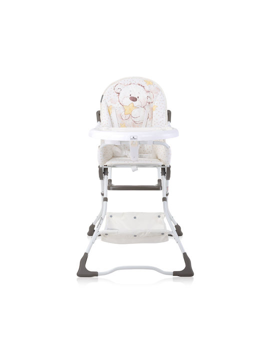 Lorelli Bonbon Foldable Highchair with Metal Frame & Fabric Seat White Teddy Bear