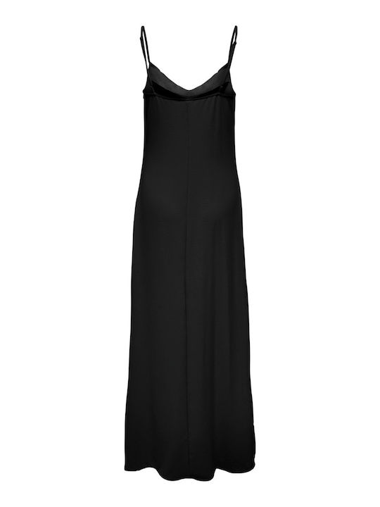 Sommer Maxi Abendkleid Slip Dress Drapierung mit Tränen Schwarz