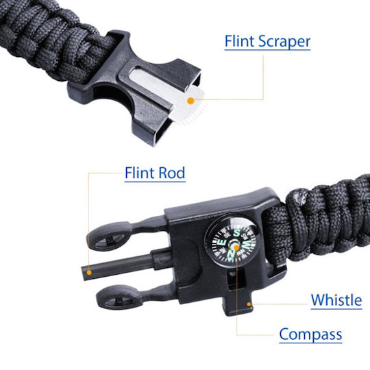 Bracelet Survival with Compass 25cm Green