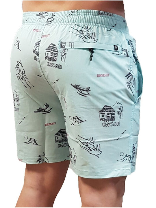 Basehit Herren Badebekleidung Shorts Hellblau mit Mustern