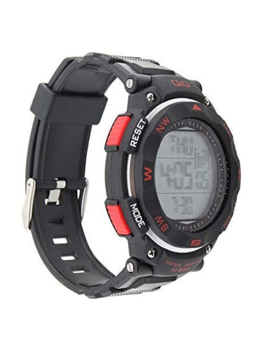 Q&Q Digital Men's Watch 50.6mm Battery with Black Rubber Strap