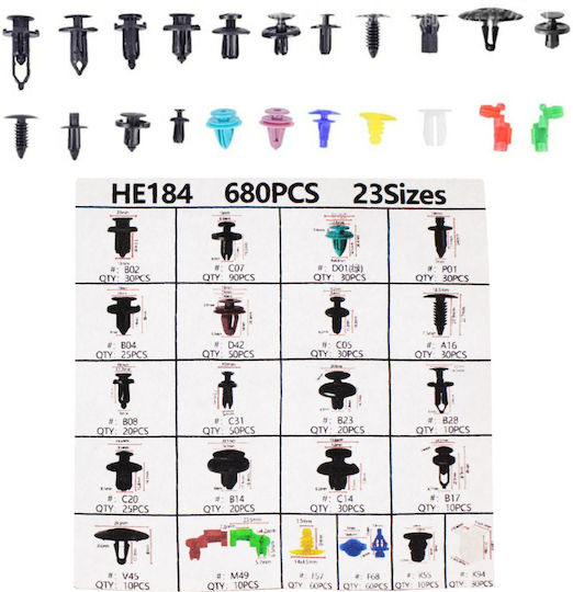 Car Plastic Clips 680pcs