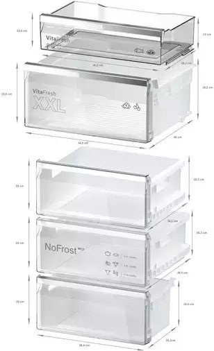 Bosch Fridge-Freezer 363lt Total NoFrost H203xW60xD66.5cm Inox KGN39AIAT