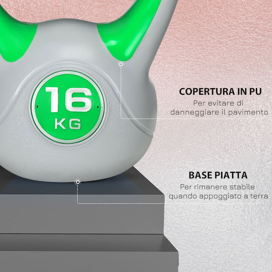 Sportnow A91-255V07GN Kettlebell от PVC 16кг Зелен