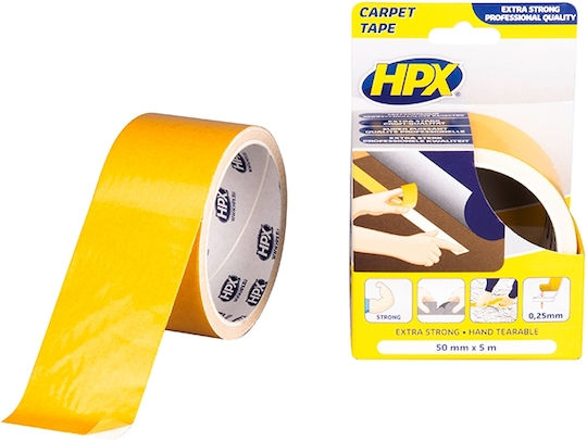 HPX Αυτοκόλλητη Ταινία Διπλής Όψης Λευκή 5mx50mm