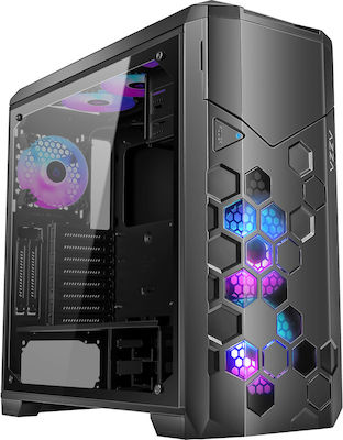 Azza STORM 6000-ARGB Gaming Full Tower Κουτί Υπολογιστή με Πλαϊνό Παράθυρο Μαύρο