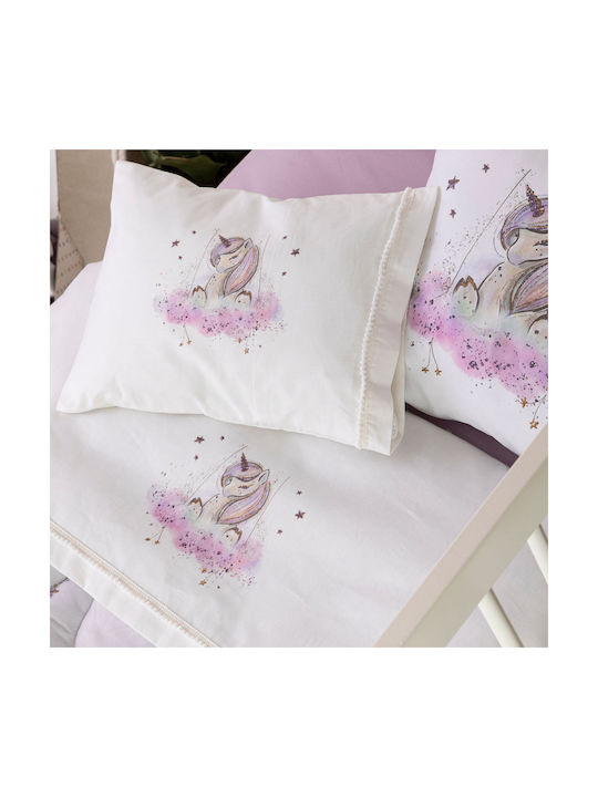 Borea Cloud Baby Sheets Set Crib Cotton Lilac 120x160cm 3pcs
