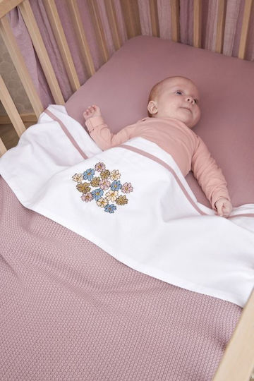 Meyco Vintage Flower Baby Sheet Crib Cotton Brown 75x100cm