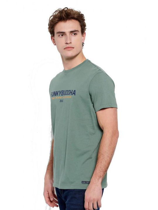 Funky Buddha T-shirt Bărbătesc cu Mânecă Scurtă Dusty Green