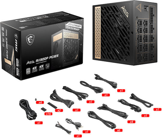 MSI MEG Ai1300P PCIE5 1300W Μαύρο Τροφοδοτικό Υπολογιστή Full Modular 80 Plus Platinum