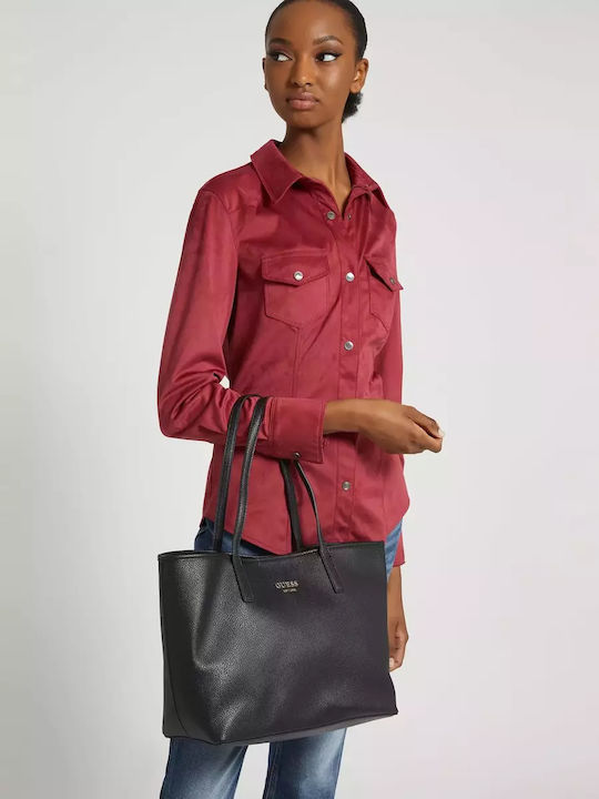 Guess Women's Leather Shopper Shoulder Bag Set Black