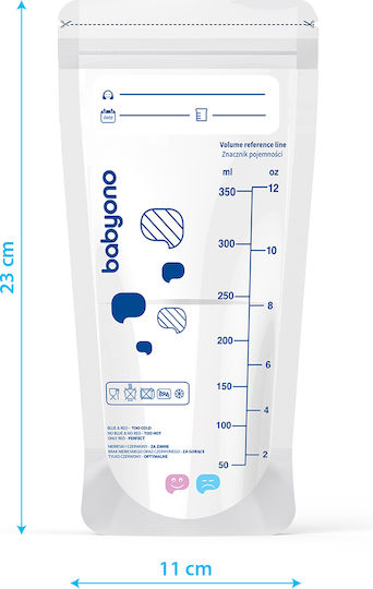 Babyono Natural Nursing Breast Milk Storage Bags 23x11cm 350ml 30 Pieces