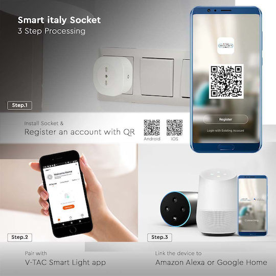 V-TAC Smart Single Socket with Switch