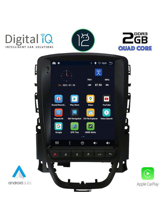 Digital IQ Car Audio System for Opel Astra J 2011-2016 (Bluetooth/USB/AUX/WiFi/GPS/Apple-Carplay/CD) with Touch Screen 9"