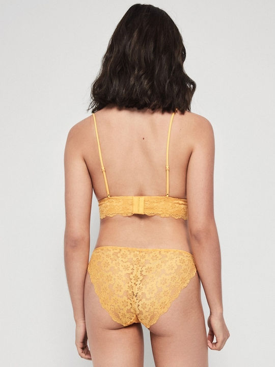 Gisela Lace Underwear Set with Bralette & Slip Yellow