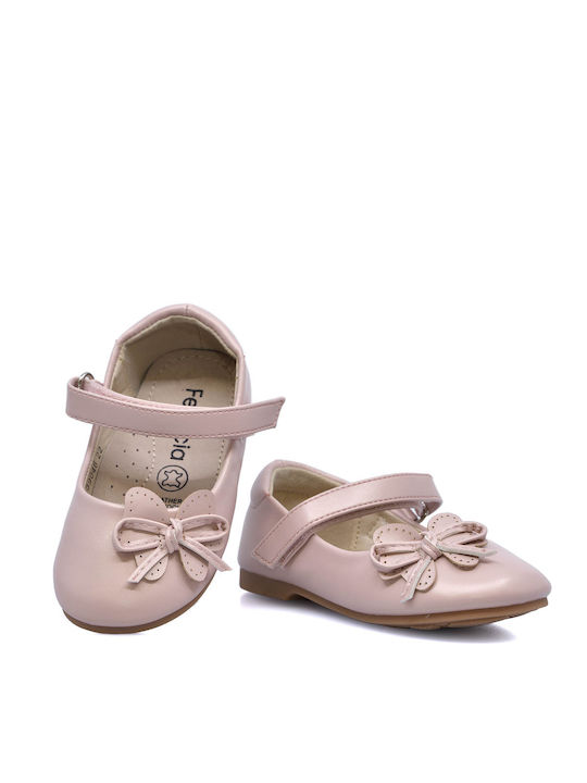 Oscal Kids Anatomic Leather Ballerinas with Hoop & Loop Closure Pink