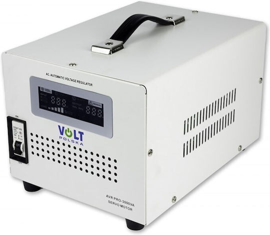 Volt Polska AVR PRO Spannungsstabilisator 3000VA mit 2 Steckdosen Strom