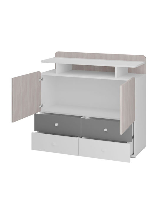 Kids Chest of Drawers Como III Gray / White with 4 Drawers 110x40x100cm