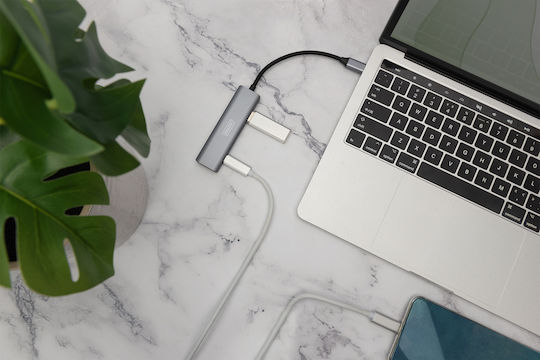 Digitus USB-Hub 4 Anschlüsse USB 3.1 mit USB-C Verbindung Grau