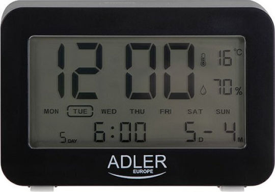 Adler Επιτραπέζιο Ψηφιακό Ρολόι Πλαστικό με Ξυπνητήρι Black AD 1196