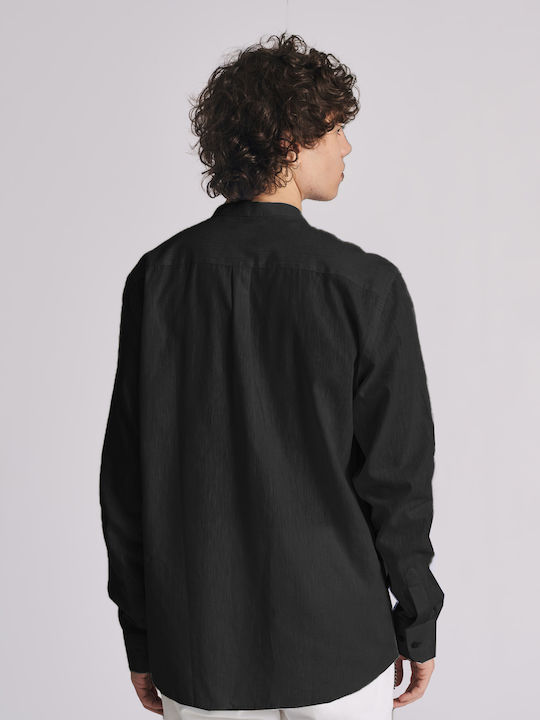 Staff Men's Shirt Long Sleeve Linen Black