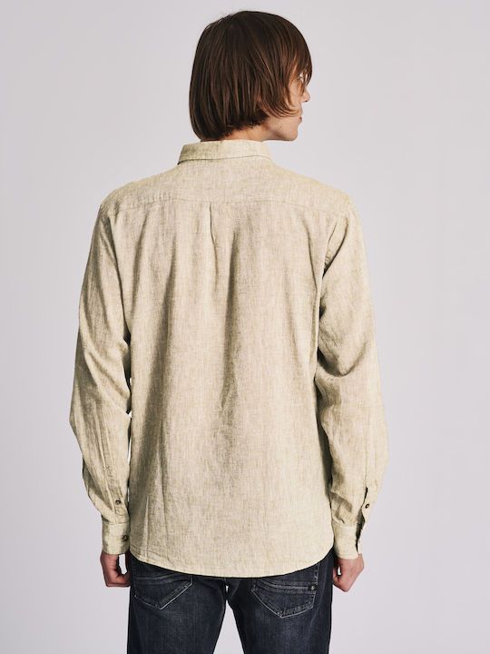 Staff Men's Shirt Long Sleeve Linen Beige