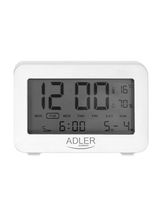 Adler Επιτραπέζιο Ψηφιακό Ρολόι με Ξυπνητήρι White AD 1196