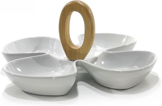 ArteLibre Κεραμική Ορντεβιέρα 4 Θέσεων Λευκή Π18xΜ28xΥ13cm