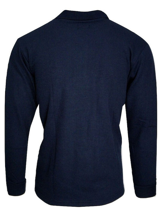 Paco & Co 11004 Men's Long Sleeve Blouse Polo Navy