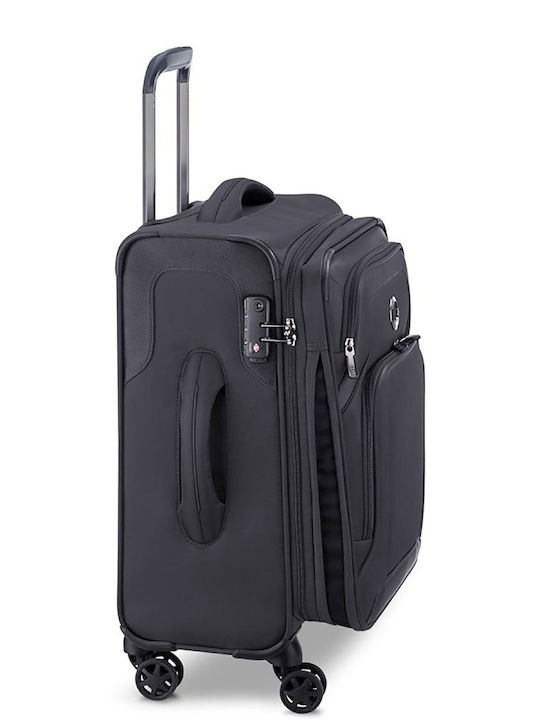 Delsey Optimax Expandable Kabinenreisekoffer Weichschalen Schwarz mit 4 Räder Höhe 55cm 328580100T9