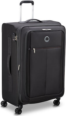 Delsey Pin Up Large Travel Suitcase Fabric Black with 4 Wheels Height 78cm