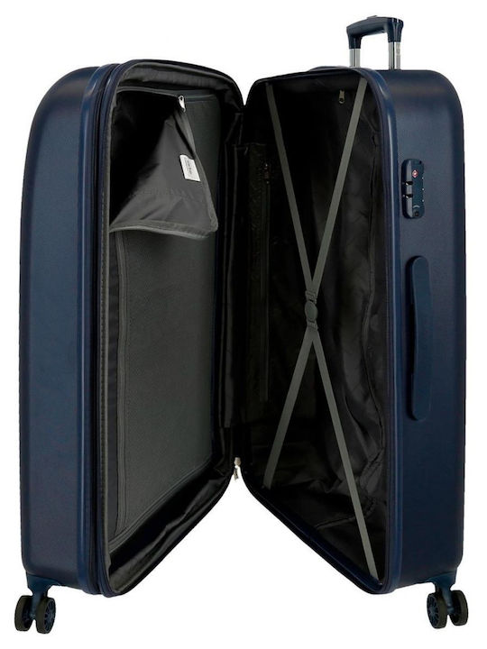 Movom Large Hard Suitcase Navy Blue with 4 Wheels Height 80cm