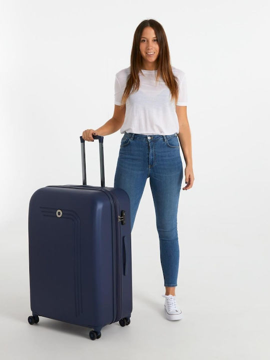 Movom Large Hard Suitcase Navy Blue with 4 Wheels Height 80cm