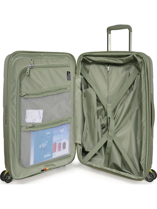 Bg Berlin Expandable Zip2 Μεγάλη Βαλίτσα Ταξιδίου Σκληρή Χακί με 4 Ρόδες Ύψους 69.5εκ.
