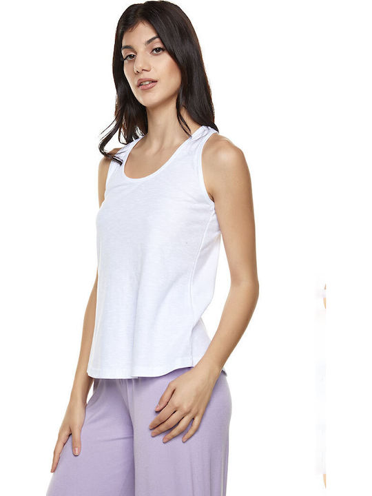 Women's Summer Cotton Sleeveless White Blouse
