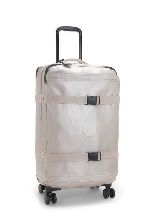 Kipling Спонтанна Среден Куфар За Пътуване Текстилен Metallic Glow Champagne С 4 Колела Височина 66см