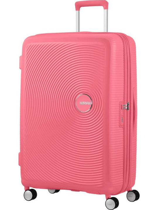 American Tourister Soundbox Large Hard Suitcase Sunkissed Coral With 4 Wheels Height 77cm