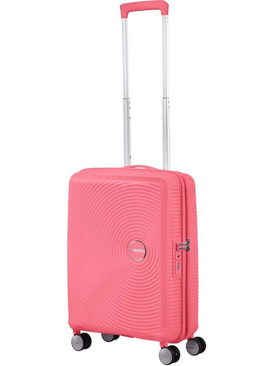 American Tourister Soundbox Spinner 4 Cabin Hard Suitcase Sun Kissed Coral With 4 Wheels Height 55cm