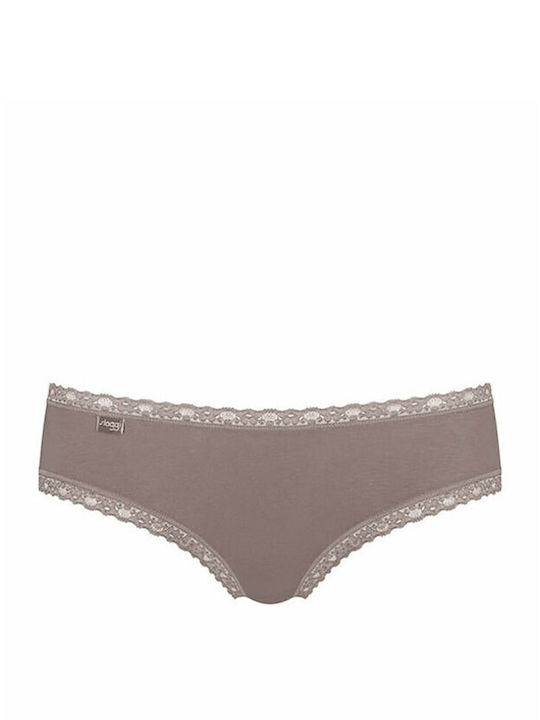 24/7 Weekend Η Hipster Βαμβακερά Women's Slip 3Pack with Lace Beige