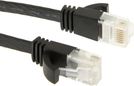 Flat U/UTP Cat.6 (Gigabit) Καλώδιο Δικτύου Ethernet 1.5m Μαύρο