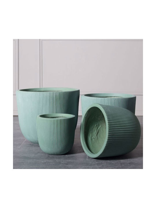 Supergreens Stripe Planter Ceramic Green 24x24x23cm.
