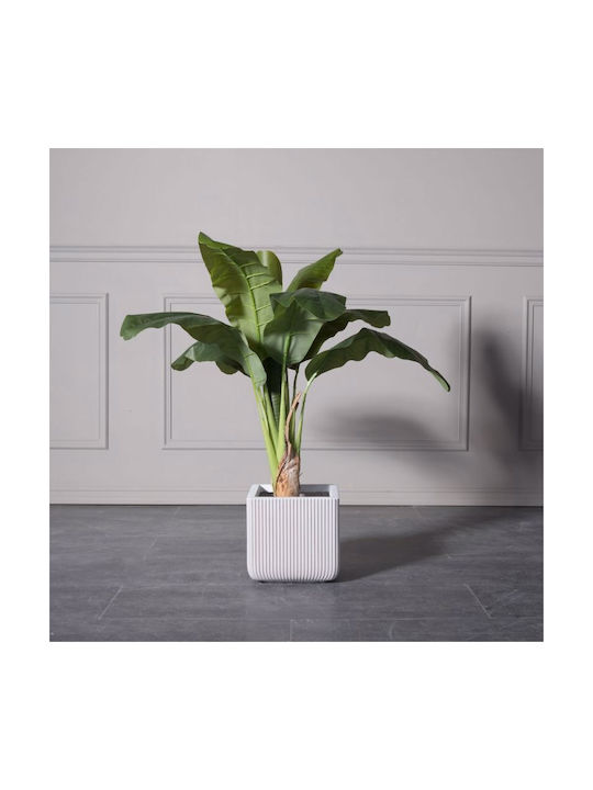 Supergreens Stripe Planter Ceramic White 24x23x23cm.