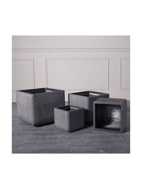 Supergreens Stripe Planter Ceramic Gray 31x28x28cm.