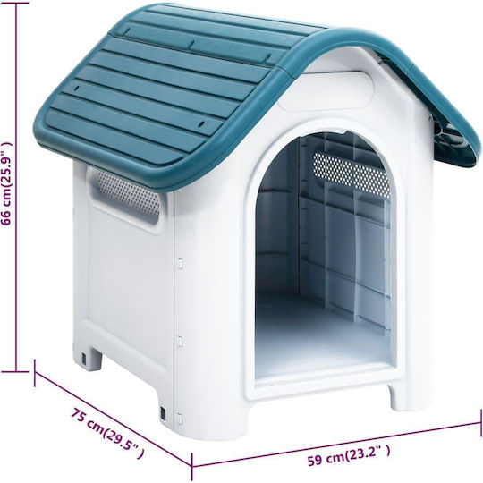vidaXL Hundehaus Kunststoff Außenbereich Blau 59x75x66cm