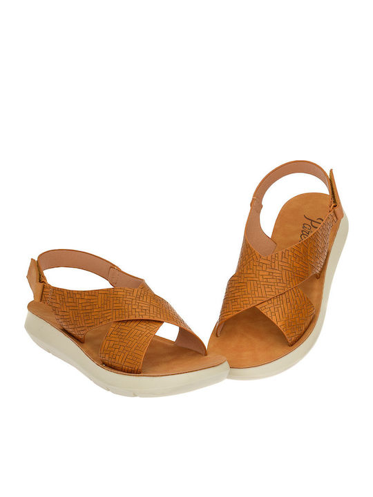 Women's Flat Sandals with Strap in Tabac Brown Color