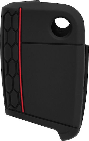 Silicone Car Key Cover Case with 3 Buttons for Seat / Skoda / VW Black