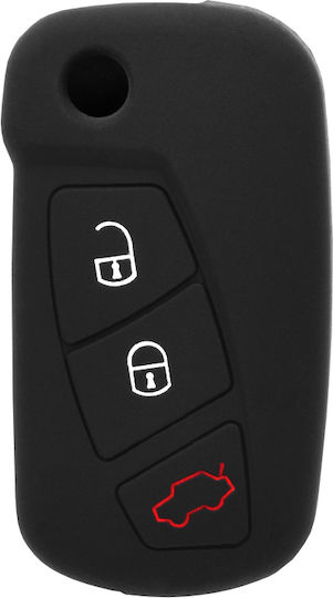 Silicone Car Key Cover Case Smart Key with 3 Buttons for Ford Black